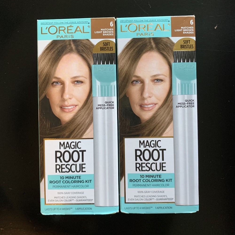 L'Oreal Magic Root Rescue (x2) 10 Minute Hair Coloring Kit #6 LIGHT BROWN NEW